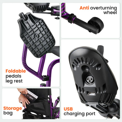 Electric Wheelchair for Adults, 360W Dual Motor with 15-Mile Range