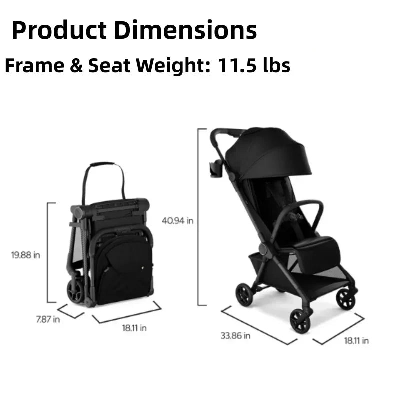 11.5 lbs Lightweight Travel Stroller | One-Second Auto Fold | Airplane Carry-On Compatible | Full Recline