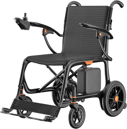 28 lbs Carbon Fiber Ultralight Foldable Electric Wheelchair – Dual Battery, 28-Mile Range, All-Terrain, Airline Approved