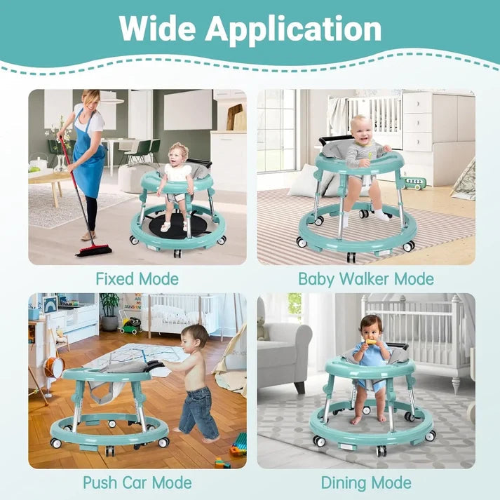 Foldable baby walker with wheels: portable, anti-rollover, and anti-fall design