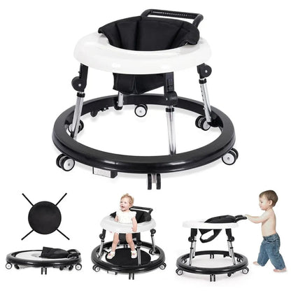 Foldable baby walker with wheels: portable, anti-rollover, and anti-fall design