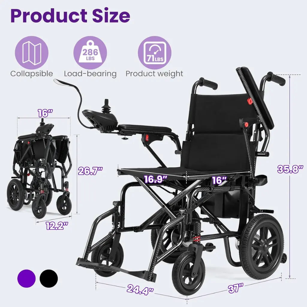 Electric Wheelchair for Adults, 360W Dual Motor with 15-Mile Range